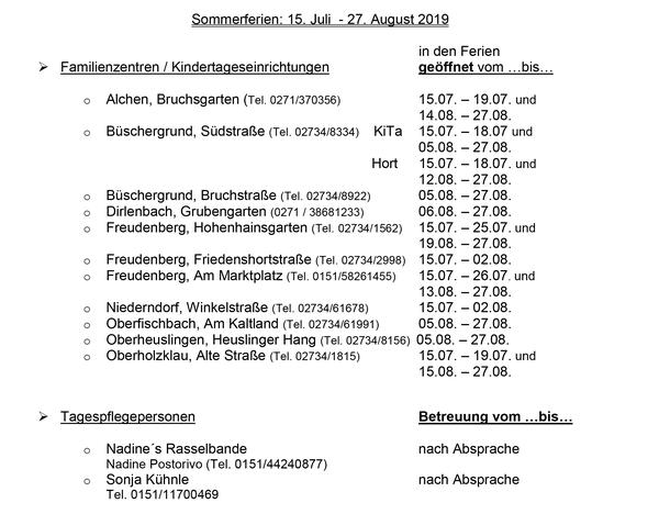 Betreuungsangebote in den Schulferien